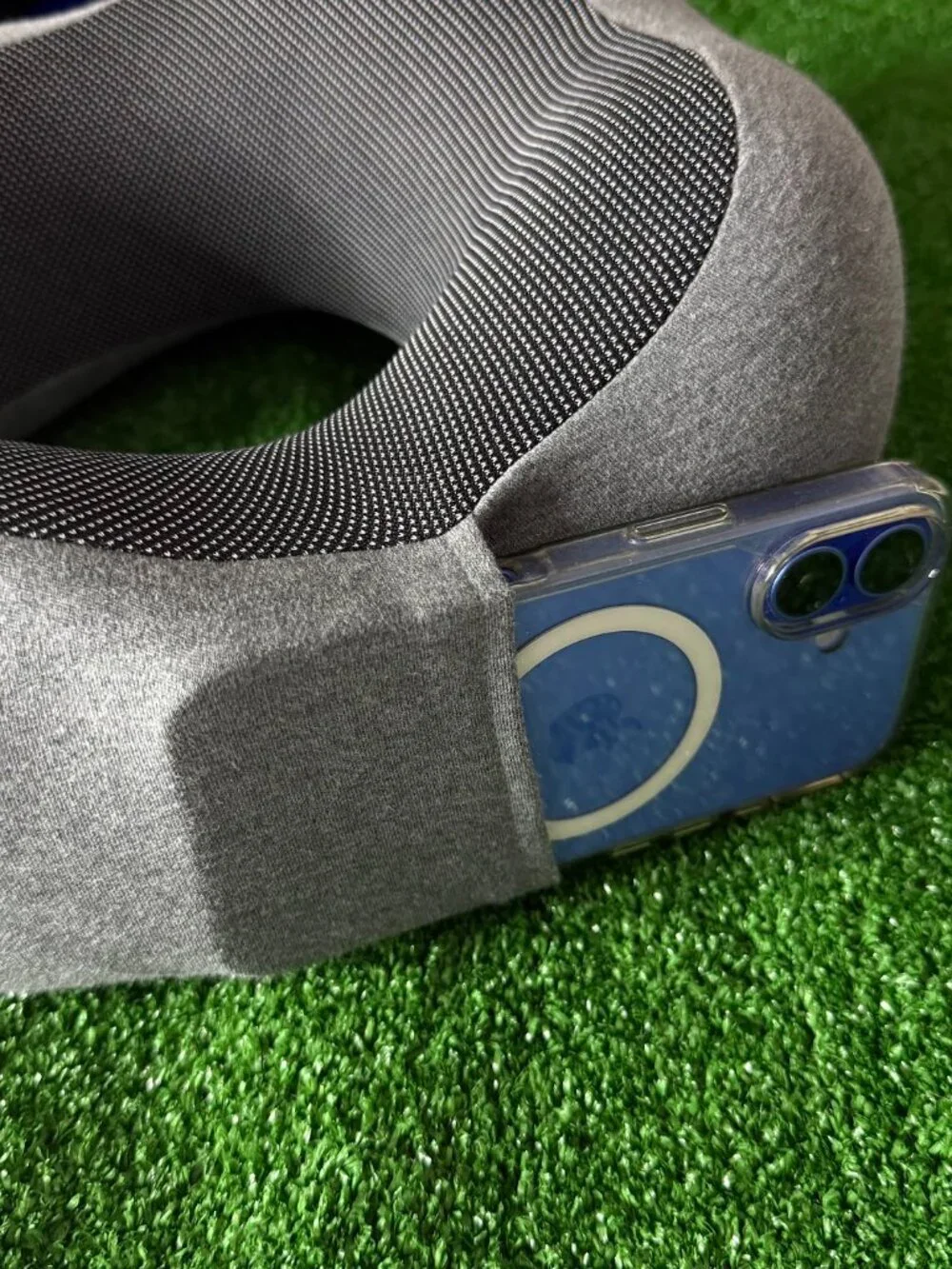 Travelon Contoured Memory Foam Neck Pillow Charcoal Gray Plush Cover Travel